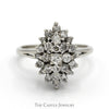3/4cttw Marquise Shaped Round Diamond Cluster Ring with Split Shank Sides in 14k White Gold - Thumbnail 1