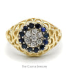 Women's Sapphire & Diamond Kentucky Cluster Ring in 10k Yellow Gold - Thumbnail 1