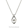 Round Diamond Cluster Pendant with Tear Drop Design in Sterling Silver on 18" Chain - Thumbnail 2