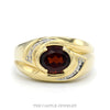 10K Yellow Gold Men’s Oval Garnet Ring with Diamond Accents - Thumbnail 1