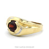 10K Yellow Gold Men’s Oval Garnet Ring with Diamond Accents - Thumbnail 2