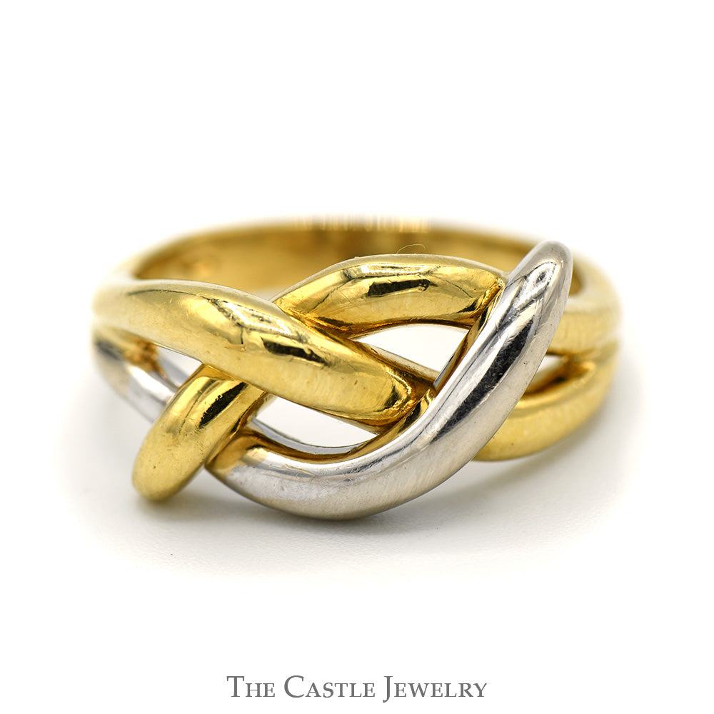 Two Tone Polished Open Twisted Knot Band in 18k White & Yellow Gold