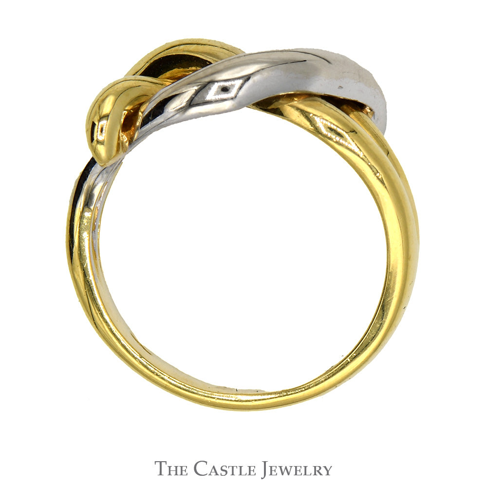 Two Tone Polished Open Twisted Knot Band in 18k White & Yellow Gold