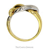 Two Tone Polished Open Twisted Knot Band in 18k White & Yellow Gold - Thumbnail 2