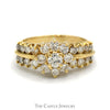 1.25cttw Flower Shaped Diamond Cluster Ring with Diamond Accented Sides in 14k Yellow Gold - Thumbnail 1