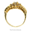 1.25cttw Flower Shaped Diamond Cluster Ring with Diamond Accented Sides in 14k Yellow Gold - Thumbnail 2