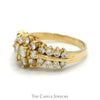 1.25cttw Flower Shaped Diamond Cluster Ring with Diamond Accented Sides in 14k Yellow Gold - Thumbnail 3