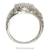 Kentucky Diamond Cluster Ring with Filigree Sides in 10k White Gold - Thumbnail 2