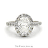 2ct Oval Lab Grown Diamond Engagement Ring with Diamond Halo & Accented Sides in 14k White Gold - Thumbnail 1