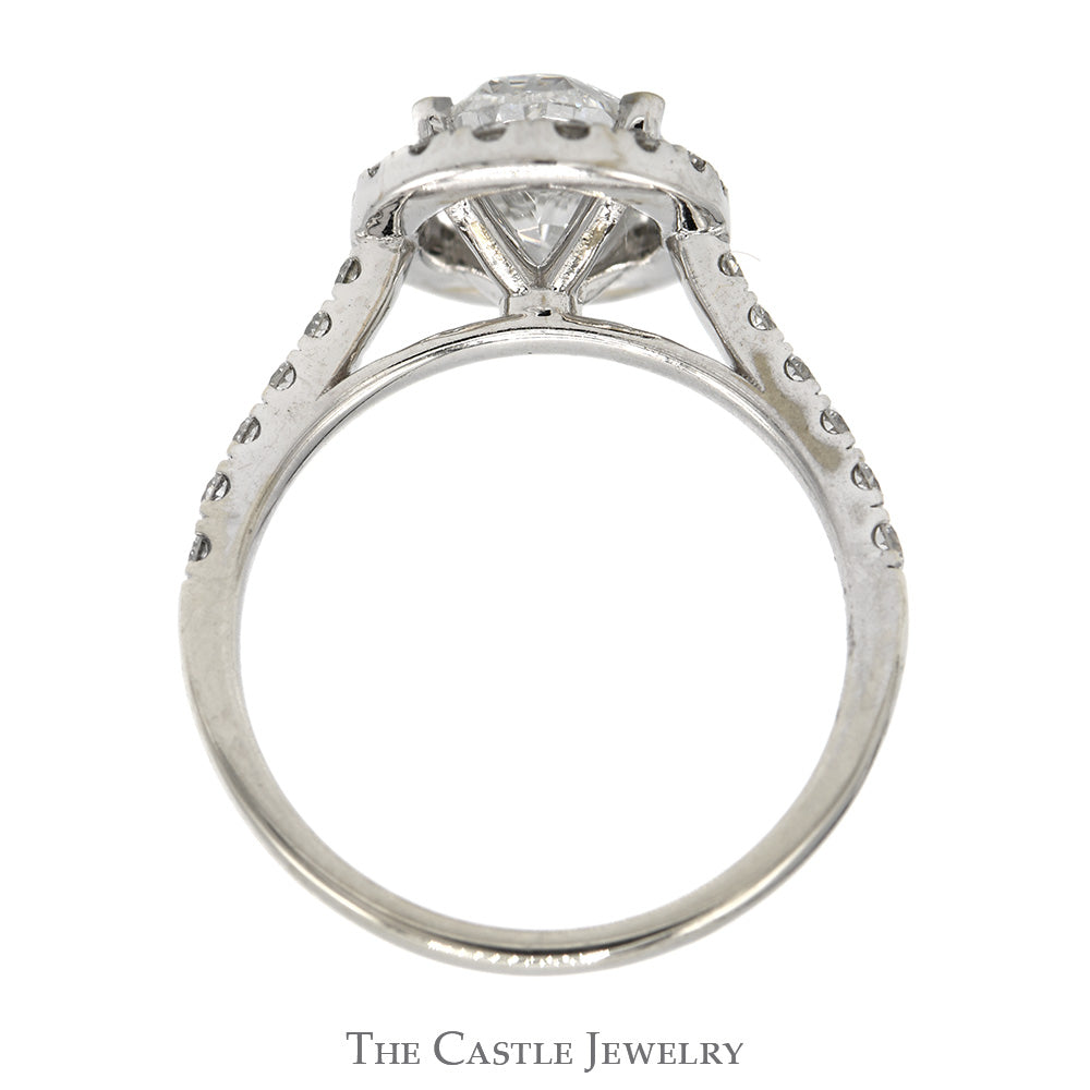 2ct Oval Lab Grown Diamond Engagement Ring with Diamond Halo & Accented Sides in 14k White Gold