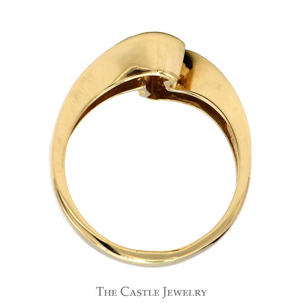 Pear Cut London Topaz Ring with Bypass Mounting in 14k Yellow Gold
