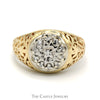 1/4cttw Kentucky Diamond Cluster Ring with Filigree Sides in 14k Yellow Gold - Thumbnail 1