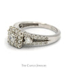 3/4cttw Diamond Engagement Ring with Square Halo, Accents in 14k White Gold Split Shank Setting - Thumbnail 3