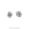 3/4cttw Round Lab Grown Diamond Stud Earrings in 14k White Gold Butterfly Pushbacks - Thumbnail 1