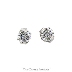 3/4cttw Round Lab Grown Diamond Stud Earrings in 14k White Gold Butterfly Pushbacks