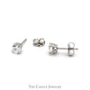 3/4cttw Round Lab Grown Diamond Stud Earrings in 14k White Gold Butterfly Pushbacks - Thumbnail 3