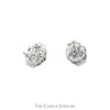 1/2cttw Round Lab Grown Diamond Stud Earrings in 14k White Gold Butterfly Pushbacks - Thumbnail 1