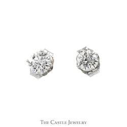 1/2cttw Round Lab Grown Diamond Stud Earrings in 14k White Gold Butterfly Pushbacks