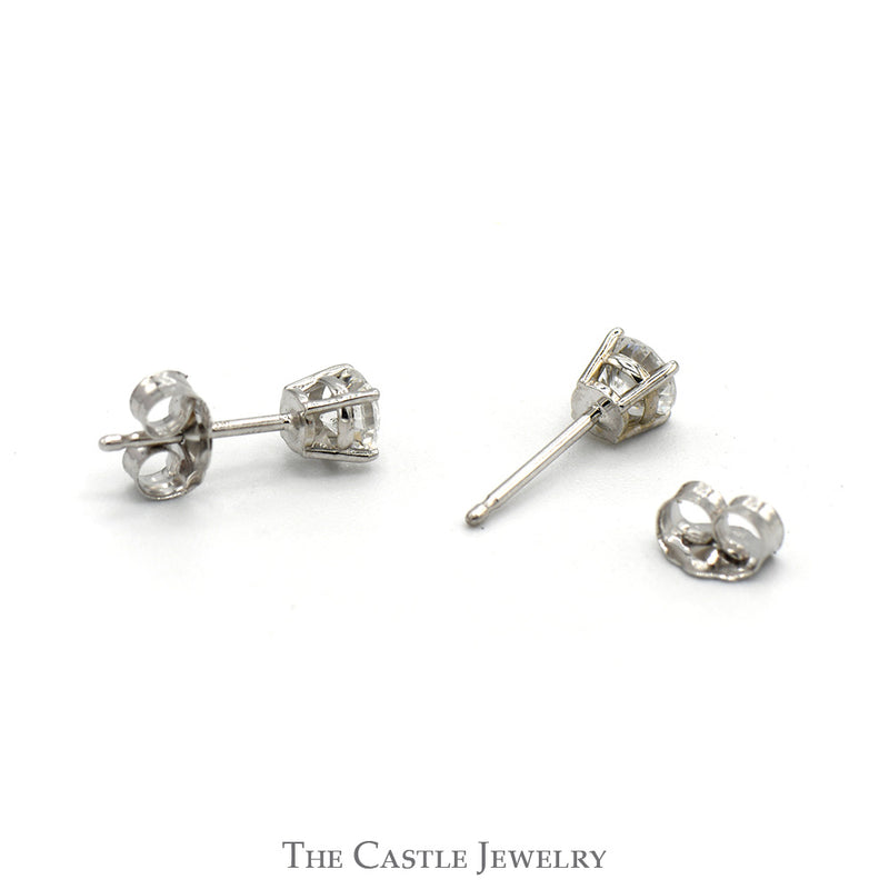 1/2cttw Round Lab Grown Diamond Stud Earrings in 14k White Gold Butterfly Pushbacks