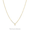 Round Diamond Solitaire Pendant on 16 inch Box Link Chain in 14k Yellow Gold - Thumbnail 1