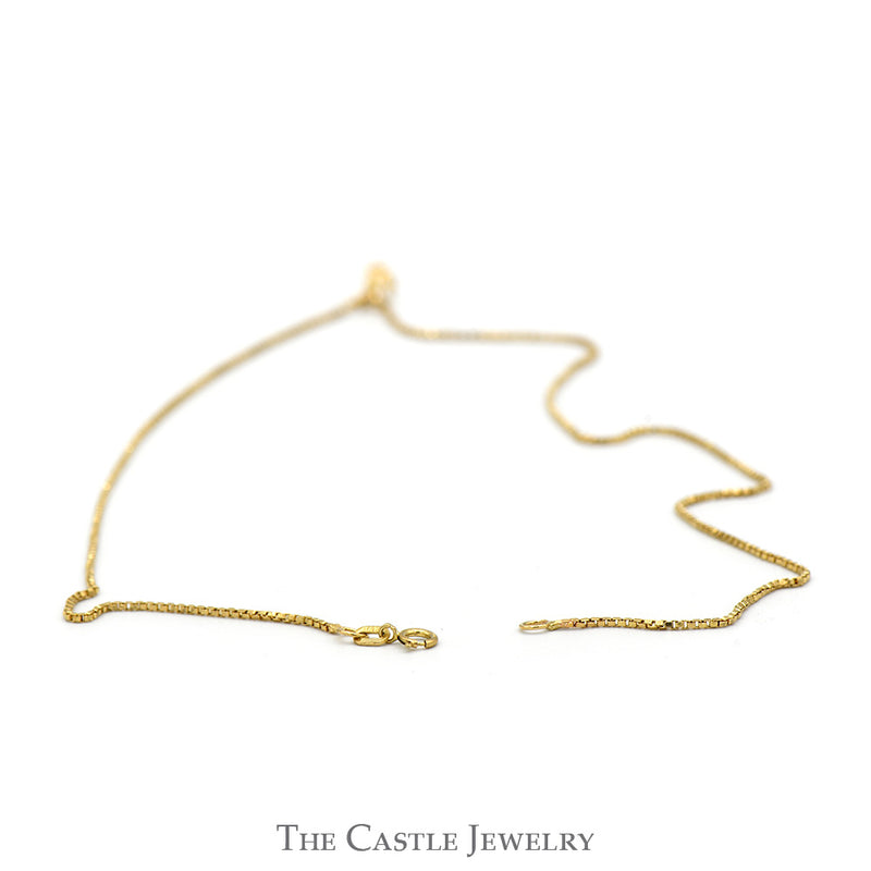 Round Diamond Solitaire Pendant on 16 inch Box Link Chain in 14k Yellow Gold