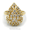 Pear Shaped Round and Baguette Cut Diamond Cluster Cocktail Ring in 10k Yellow Gold - Thumbnail 1