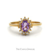 Oval Amethyst Ring with Diamond Halo in 14k Yellow Gold - Thumbnail 1
