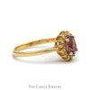 Oval Amethyst Ring with Diamond Halo in 14k Yellow Gold - Thumbnail 3