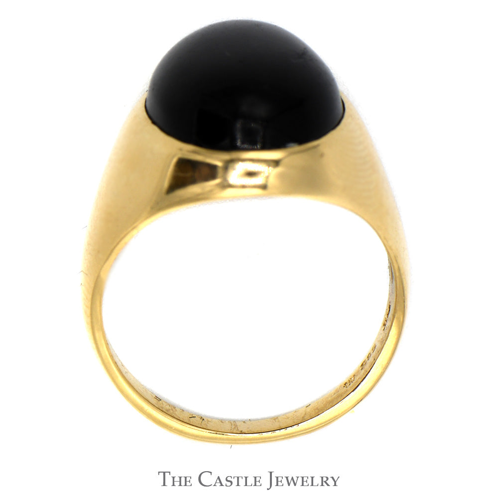 Oval Cabochon Black Onyx Dome Ring in 14k Yellow Gold