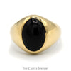 Oval Cabochon Black Onyx Dome Ring in Polished 14k Yellow Gold - Thumbnail 1