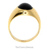 Oval Cabochon Black Onyx Dome Ring in Polished 14k Yellow Gold - Thumbnail 2