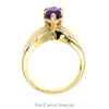 Marquise Amethyst Ring in V Shaped Concave Design 10k Yellow Gold Band - Thumbnail 2
