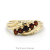Diagonally Set Garnet Ring in 14k Yellow Gold Bypass Design - Thumbnail 1