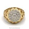 1/4cttw Diamond Kentucky Cluster Ring with Filigree Sides in 10k Yellow Gold - Thumbnail 1