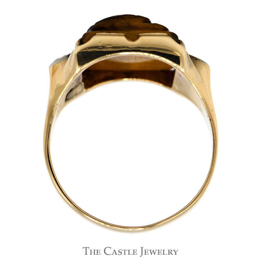 Men's Intaglio Ring with Diamond Accents in 10k Yellow Gold