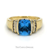 Blue Topaz Ring with Diamond Accents in 14k Yellow Gold - Thumbnail 1
