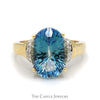 Oval Topaz Ring with Illusion Set Diamond Accents in 10k Yellow Gold - Thumbnail 1