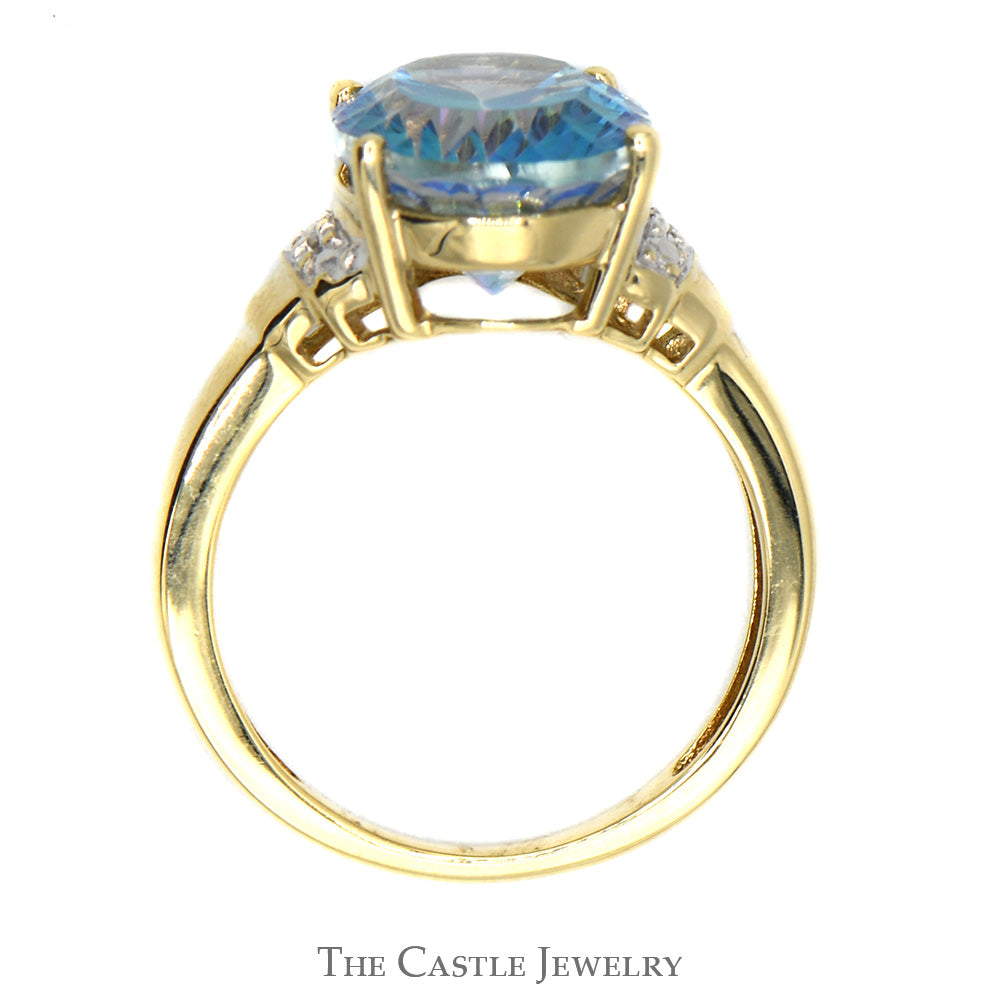 Oval Topaz Ring with Illusion Set Diamond Accents in 10k Yellow Gold