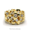 3/4cttw Diamond Cluster Nugget Designed Men's Ring in 10k Yellow Gold - Thumbnail 1