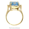 Emerald Cut Blue Topaz Ring with Round Diamond Accents in 14k Yellow Gold - Thumbnail 2