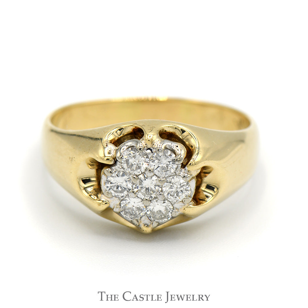 1/2cttw Round Diamond Cluster Ring with Claw Style Mounting in 10k Yellow Gold