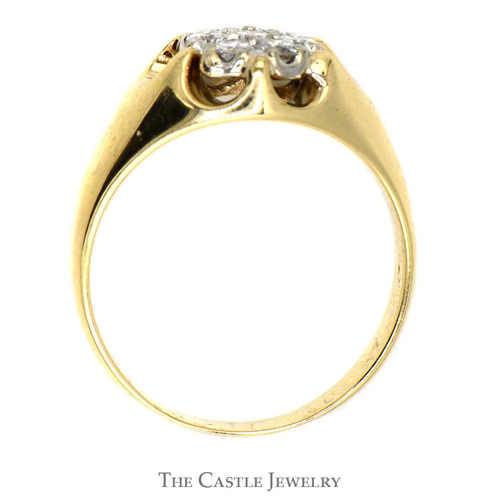 1/2cttw Round Diamond Cluster Ring with Claw Style Mounting in 10k Yellow Gold