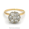1cttw 7 Diamond Flower Cluster Ring in 14k Yellow Gold - Thumbnail 1