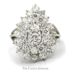 Pear Shaped 3cttw Diamond Cluster Ring with Split Shank Sides in 14k White Gold - Thumbnail 1