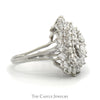 Pear Shaped 3cttw Diamond Cluster Ring with Split Shank Sides in 14k White Gold - Thumbnail 3