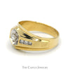 Men's Diamond Ring in Hexagonal Setting with Diamond Accents in 14k Yellow Gold - Thumbnail 3