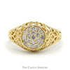 1/2cttw Diamond Kentucky Cluster Ring with Open Filigree Sides in 10k Yellow Gold - Thumbnail 1