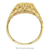 1/2cttw Diamond Kentucky Cluster Ring with Open Filigree Sides in 10k Yellow Gold - Thumbnail 2