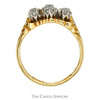3 Stone Old Mine Cut Diamond Ring with Diamond Accented Sides in 10k Yellow Gold - Thumbnail 2