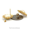 Mabe Pearl Earrings with Open Scalloped Bezels in 14k Yellow Gold Butterfly Pushbacks - Thumbnail 2